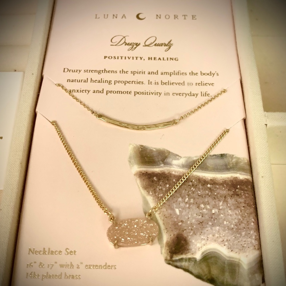 NEW Luna Norte Genuine Druzy Quartz Necklace Set - Picture 6 of 6